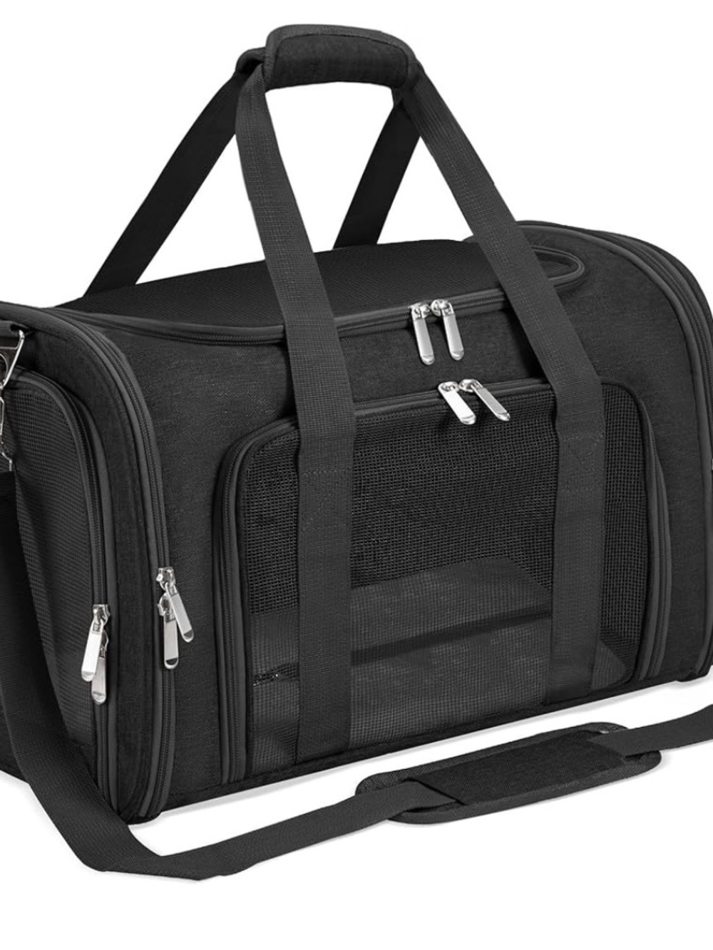 Giant soft sided cat or small dog carrier, ideal for travel - black